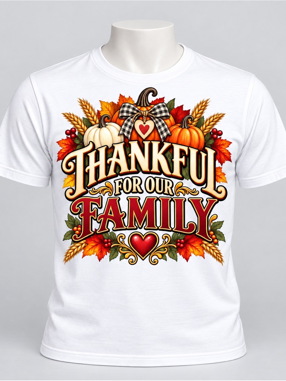 Kids "Thankful For Our Family" White Graphic Tee